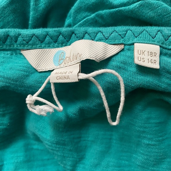 BODEN Carina Cotton Jersey Navy Pom Pom Tunic Mini Sheath Teal Dress Size 14R - Picture 9 of 10